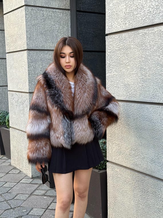 Pelzjacke Pelzmantel FÃ¼r Damen Luxus Frauen Handgemachte Fuchs