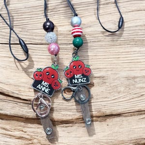 Triple Apple Teacher badge Reel Lanyard, Lanyard, Teacher Gift, Teacher Pencil Lanyard, Gifts for her, Teacher Appreciation