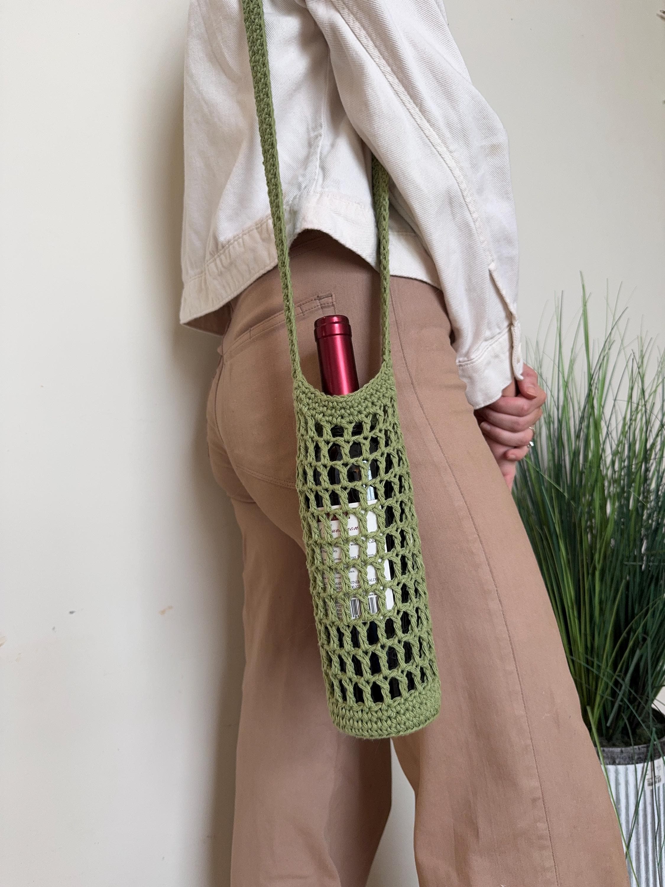 No-sew Crochet Water Bottle Holder Pattern | Mesh Bottle Bag PDF ...