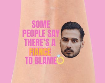 Custom Margs and Matrimony Bachelorette Tattoo, Some People Say There's a Fiance To Blame, Pink and Orange Temporary Tattoo