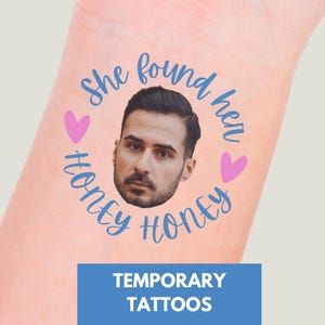 She found her honey honey, Mamma Mia Bachelorette, Bachelorette Tattoo,  Bachelorette Tattoo, Temporary Tattoos, Groom Face Tattoo mamma Mia