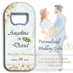 Personalized Wedding Gifts | Wedding Gifts for Guests | Custom Wedding Favor Magnet | Save The Date Magnet | Thank You Gifts | Bottle Opener
