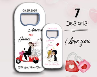 Personalized Wedding Favor Magnet – Custom Bottle Opener, Guest Keepsake