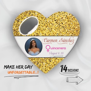 Sweet 15 Photo Magnet Favor | Quinceañera Favors with Photo | Personalized Guest Gift | Bottle Opener Keepsake | Party Favors