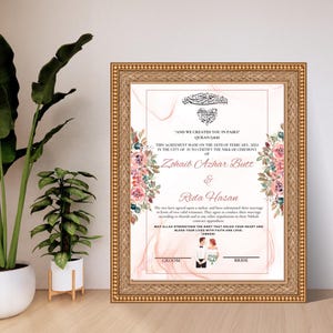 Luxury Nikkah Certificate, Wedding Contract, Nikkah Nama, Muslim Marriage Certificate, Personalised Names, Quran Verse, Muslim Marriage Sign