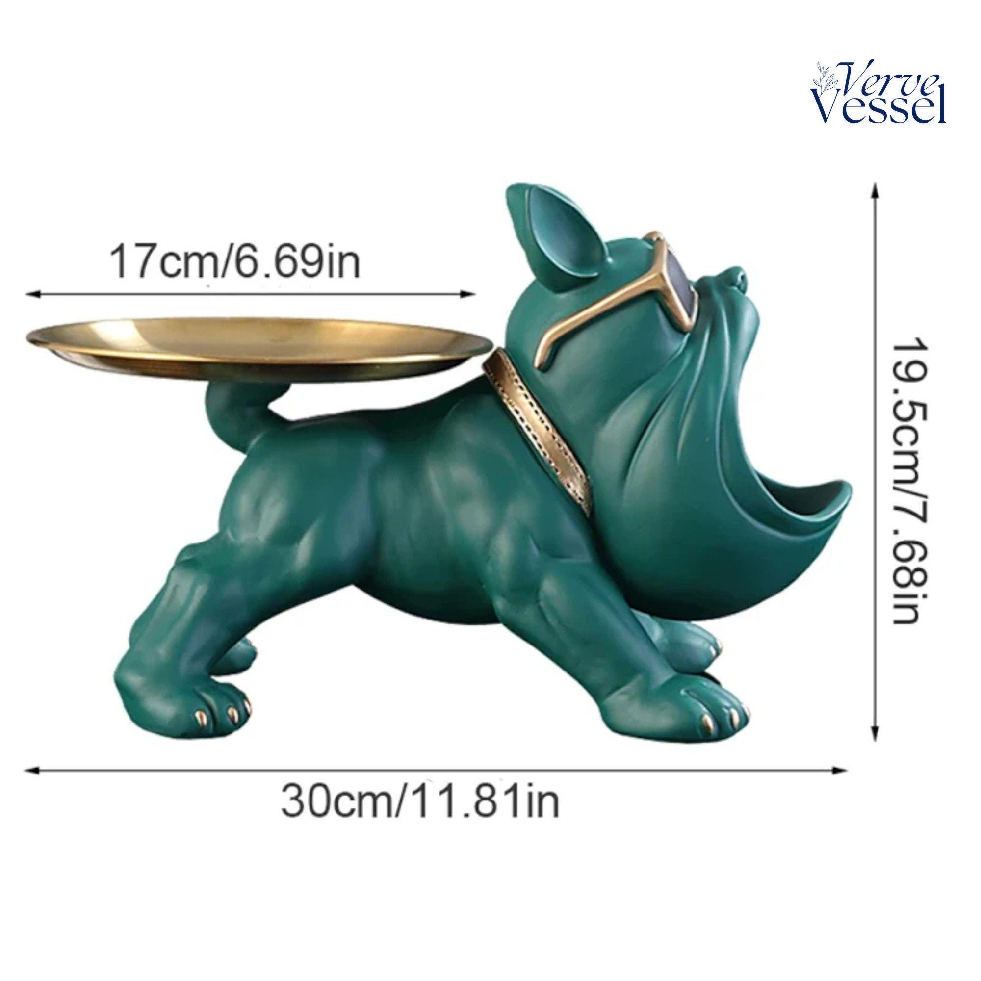 Bulldog Butler Resin Dog Statue With Tray – Animal Storage Box, Desk ...