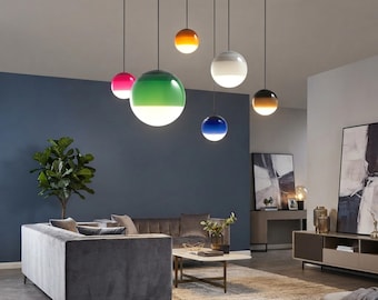Moderne Glaspendelleuchte | Hängelampe mit Farbverlauf | Farbige Glasdeckenleuchte | G9 LED-Leuchte | Dekoration für Küche, Esszimmer und Schlafzimmer