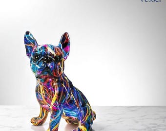 Handmade Colorful Resin French Bulldog Statue – Quirky Desk Decor