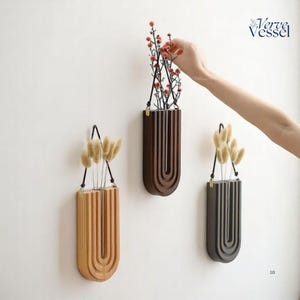 Gewölbte Holzvermehrungsvase - An der Wand befestigte Vermehrungsstation für Pflanzenstecker, Wohnkultur, Geschenk für Pflanzenliebhaber, Wandpflanzer