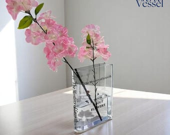 Book Vase for Flowers - Bookshelf Decor for Book Lovers - Acrylic Bookend Gift for Readers, Birthdays & Home Decor