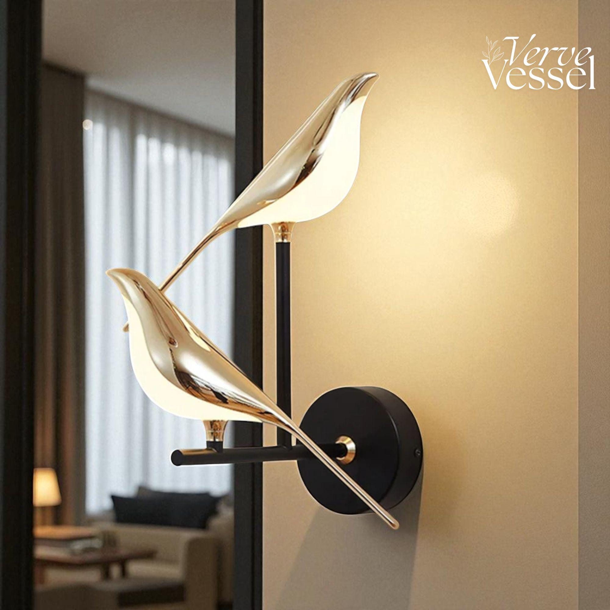 Nordic Gold Bird Wall Lamp LED Bird Sconce Light Decorative Metal 