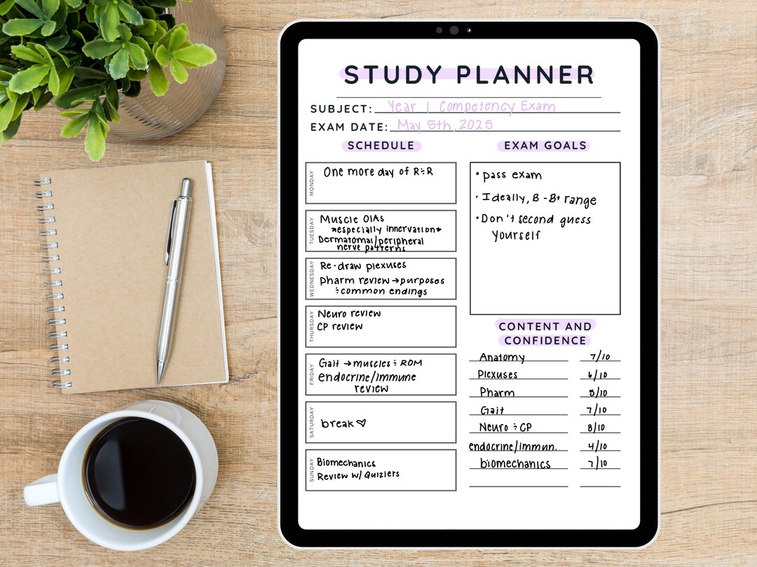 Study Planner Printable PDF - Editable Exam Study Log & Tracker ...