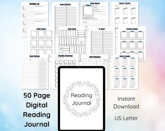 Digital Reading Journal: Book Tracker for Goodnotes & Notability (Printable PDF)