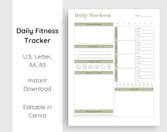 Tracker voor dagelijkse gewoontes en trainingen | Afdrukbare fitnessplanner (digitale download)