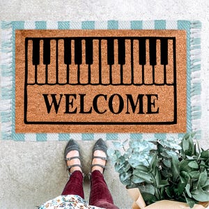 Piano Key Welcome Doormat, Music Lover Entryway Mat, Musician Home Decor Coir Doormat, Piano Teacher Gift Idea, Keyboard Design Doormat