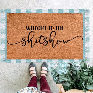 Welcome to the Shitshow Doormat – Bold Sarcastic Entryway Doormat, Funny Housewarming Gift, Swear Word Door Mat, Unfiltered Welcome Mat