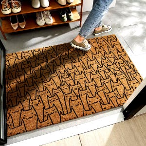 Cute Cat Face Doormat, Funny Kitty Welcome Mat, Cat Lover Gift Rug, Minimalist Feline Entryway Decor, Indoor Outdoor Coir Door Mat