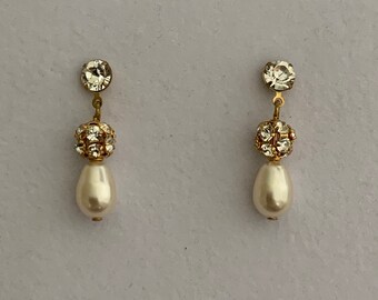 Swarovski Bridal Earrings Pearl Bridal Earrings Drop Bridal Earrings Dangle Bridal Earrings Gold Bridal Earrings Crystal Bridal Earrings