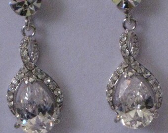 Swarovski Bridal Earrings Rhinestone Bridal Earrings Drop Bridal Earrings Silver Bridal Earrings Teardrop Bridal Earrings Bridal Jewelry