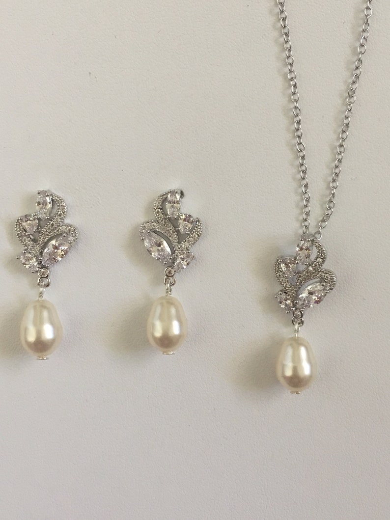Bridal Set Pearl Earrings Pearl Bridal Set Pearl Bridal Etsy