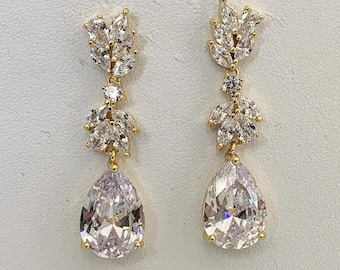 Bridal Teardrop Earrings Vintage Earrings Gold Crystal Earrings Crystal Bridal Earrings Rhinestone Earrings Dangle Earrings Bridal Jewelry