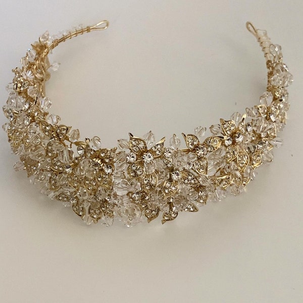 Gold Swarovski Bridal Headpiece Gold Bridal Crown Swarovski Bridal Crown Swarovski Bridal Headband Crystal Bridal Headband Bridal Headpiece