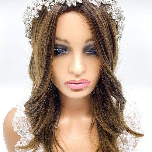 Leaf Bridal Headband Crystal Bridal Headband Double Leaf Headband Silver shops Crystal Headband Rhinestone Bridal Headband Bridal Jewellery