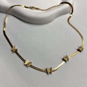 Dainty Butterfly Chain Necklace: Gold Stainless Steel Snake Chain