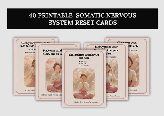 Somatic Reset Cards Printable – Nervous System Regulation Tools for Anxiety, Stress Relief, Trauma Healing, Mind-Body Practices PDF