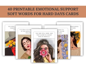 40 Soft Words for Hard Days – Printable Affirmation Cards for Gentle Support, Mental Health, Emotional Healing & Self-Compassion