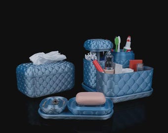 Bathroom Organizer Set-3D Printed Countertop Storage