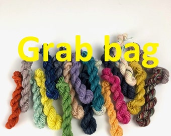 Grab Bag 10 Mini Sock Skeins in Fingering weight total 150 yards lot 15 yards each