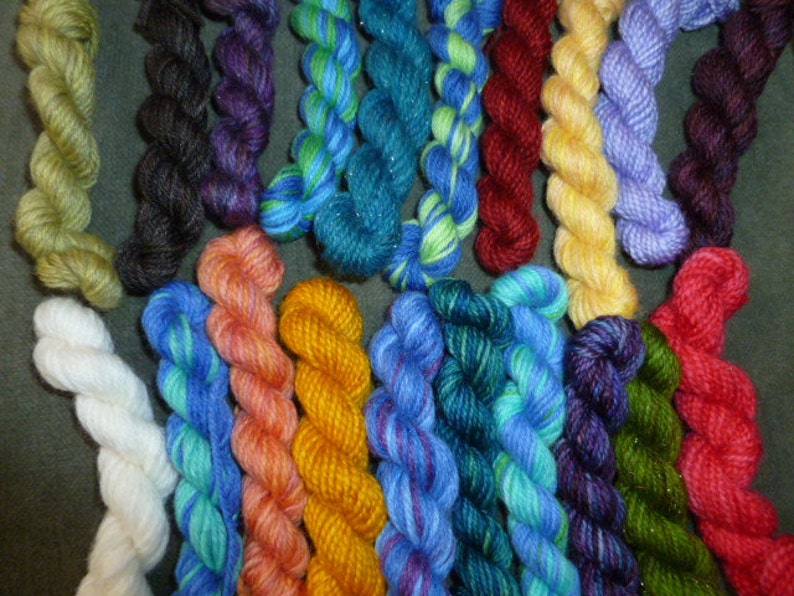 Grab Bag 20 Mini Sock Skeins in Fingering weight total 400 yards lot 20 yards each image 4