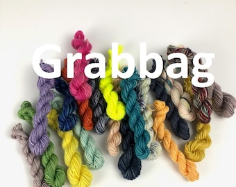 Grab Bag 10 Mini Sock Skeins in Fingering weight total 150 yards lot 15 yards each