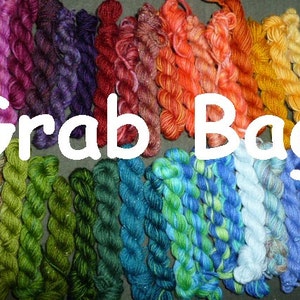 Grab Bag 10 Mini Sock Skeins in Fingering weight total 150 yards lot 15 yards each