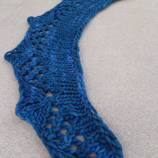 Lunule Shawl PDF pattern made with 1 skein Malabrigo Rasta takes 3 hours to knit