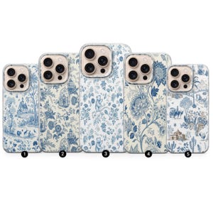 Blue Toile de Jouy Phone Case: Traditional Style TPU Gel Cover