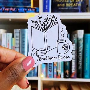 Pegatina "Leer más libros": vinilo minimalista en blanco y negro con temática de libros, regalo perfecto para amantes de los libros, ideal para anotaciones en Booktok - Kindle