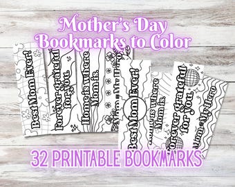 Mother's Day Coloring Bookmarks | Retro Floral Craft (Digital Download)