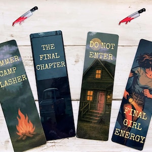 Summer Slasher Horror Bookmark Set | Final Girl Energy | Summer Camp Slasher | Spooky Thriller Gifts for Readers