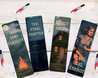 Summer Slasher Horror Bookmark Set | Final Girl Energy | Summer Camp Slasher | Spooky Thriller Gifts for Readers