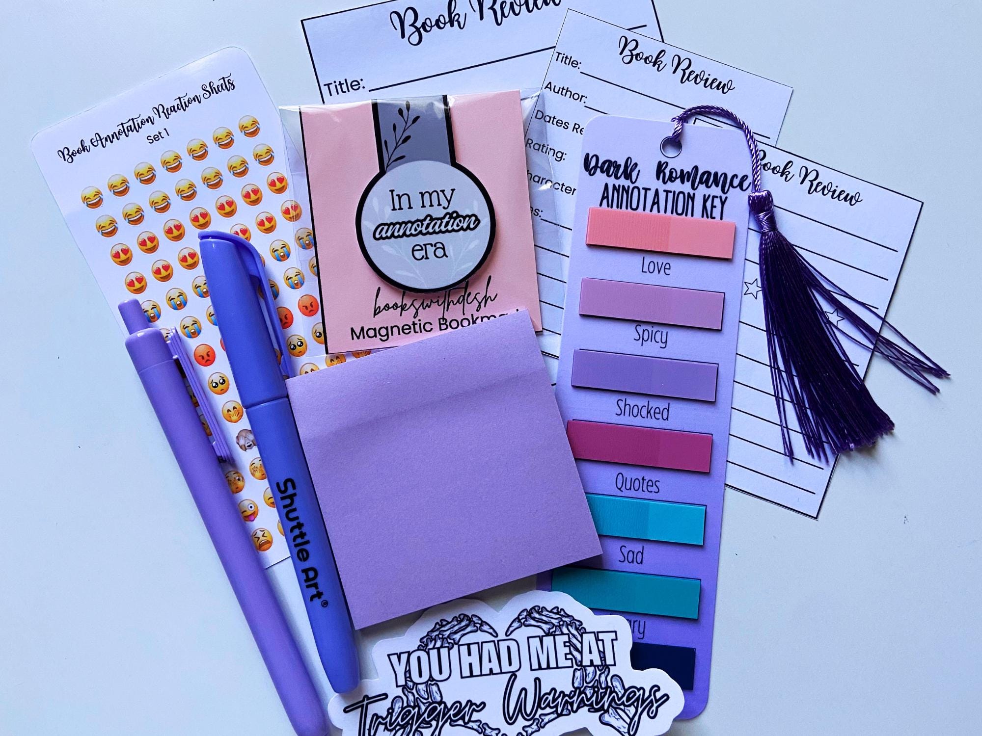 Book Annotation Kit | Tabbed Bookmark, Stickers, Magnetic Bookmark - Etsy