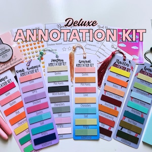 Deluxe Book Annotation Kit | Tabbed Bookmark by Genre, Custom Stickers, Magnetic Bookmark, Reader Gift Set for Book Lovers