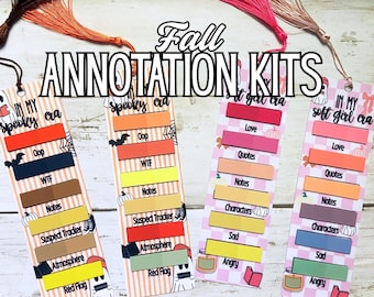Fall Annotation Kits | Soft Girl Aesthetic Spooky Era Bookmark | Book Tabs, Pens, Highlighter & Stickers | Halloween Book Mark