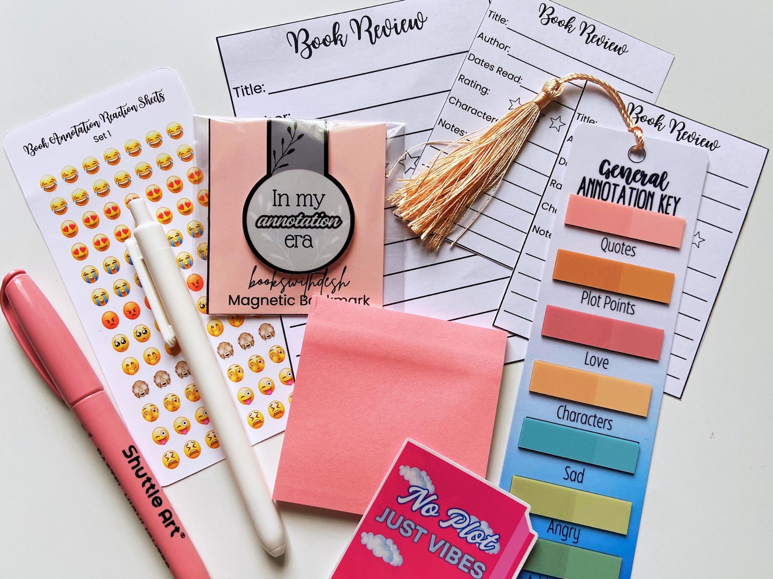 Book Annotation Kit | Tabbed Bookmark, Stickers, Magnetic Bookmark - Etsy