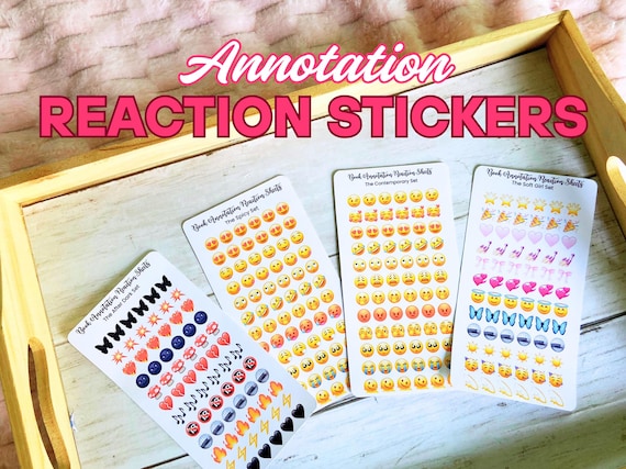 Book Annotation Reaction Sticker Sheets – 7 Emoji Sets | Reading Journal Accessories, Stickers for Annotating Romance, Fantasy, & Thriller