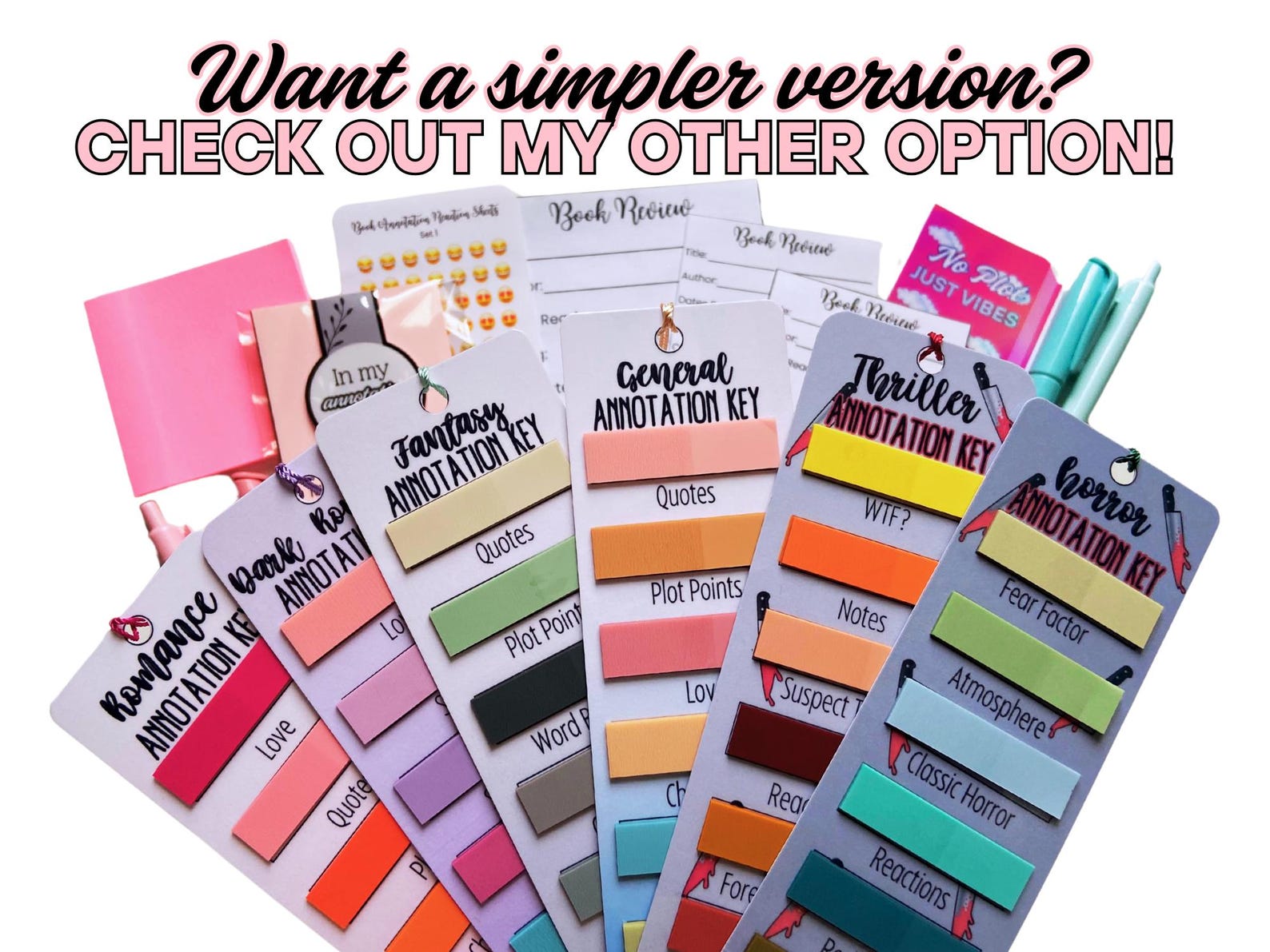 Book Annotation Kit | Tabbed Bookmark, Stickers, Magnetic Bookmark - Etsy