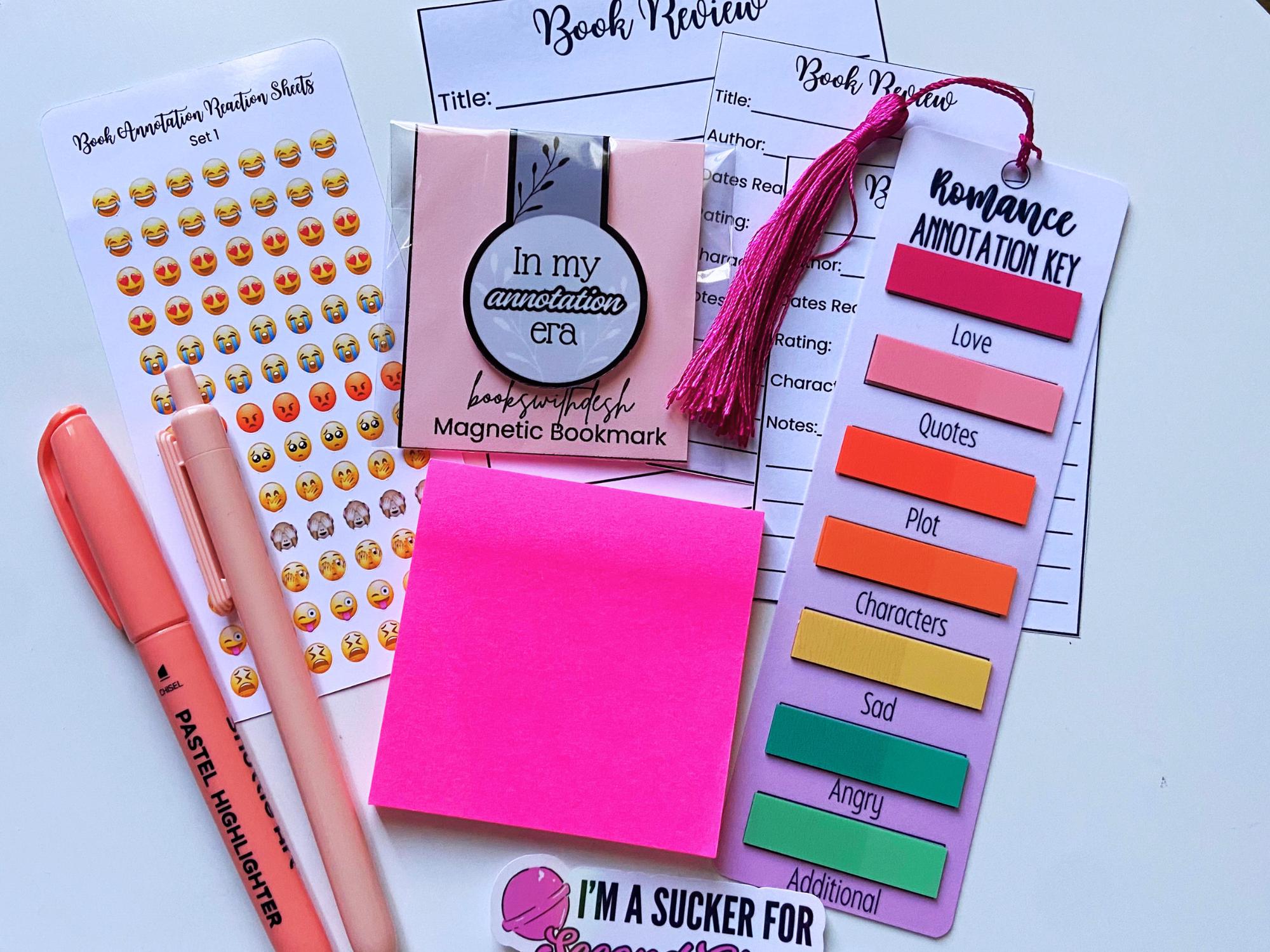 Book Annotation Kit | Tabbed Bookmark, Stickers, Magnetic Bookmark - Etsy