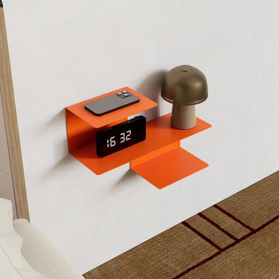 Decorative Bedroom Shelf – Metal Display Shelf – Modern Nightstand - Floating Wall Shelf – Small Book Shelf – Minimalist Wall Shelf