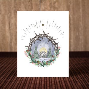 Une crèche de Noël - guirlande / étoile de Noël - carte de Noël - intérieur vierge - carte de voeux